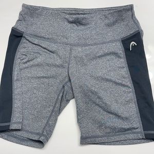 Gray and black shorts